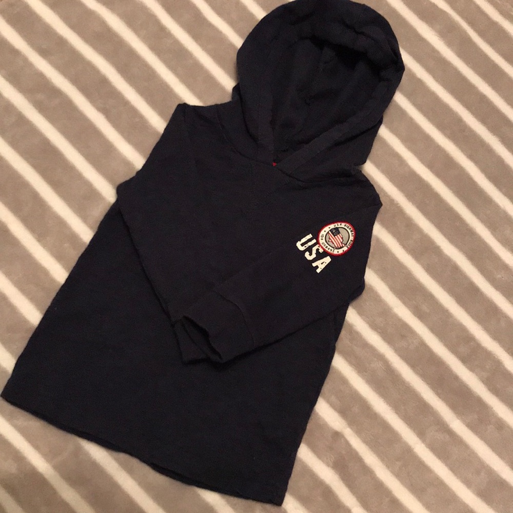 Infant boys log sleeve hooded shirt